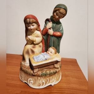 Vintage Music Box Porcelain Nativity